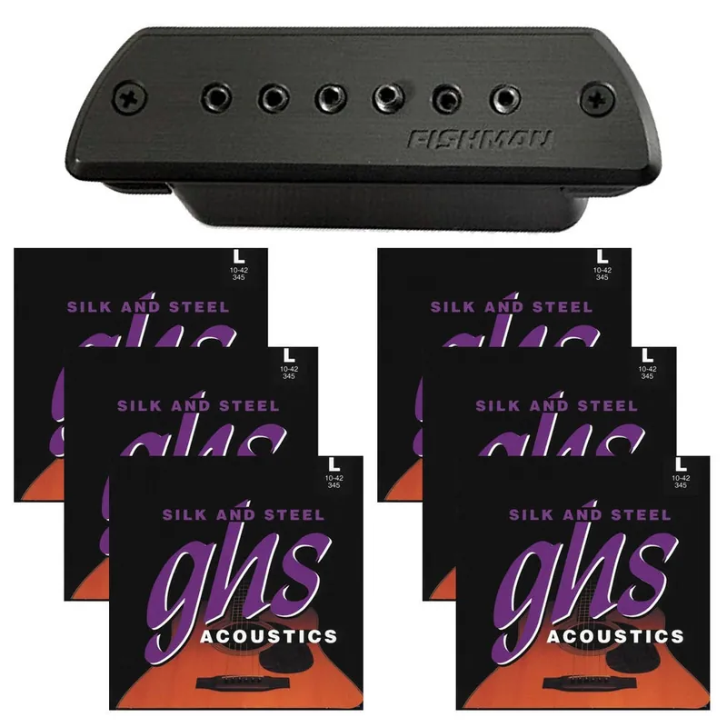 Free Shipping Fishman Blackstack Acoustic Soundhole Pickup with GHS 345 Light Guitar Strings