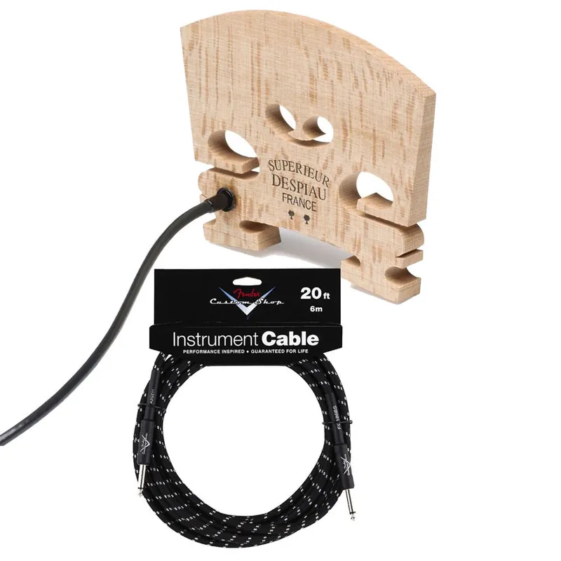 Fishman Concert Series Violin Pickup &Fender FG20BSL Guitar Cable 20ft Tweed Black Affordable