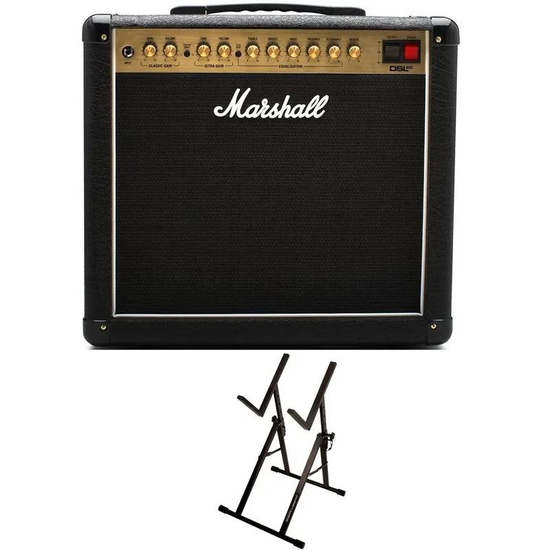 Professional Grade Marshall DSL20CR 1x12Tube Guitar Combo Amplifier with Ultimate Support Amp Stand