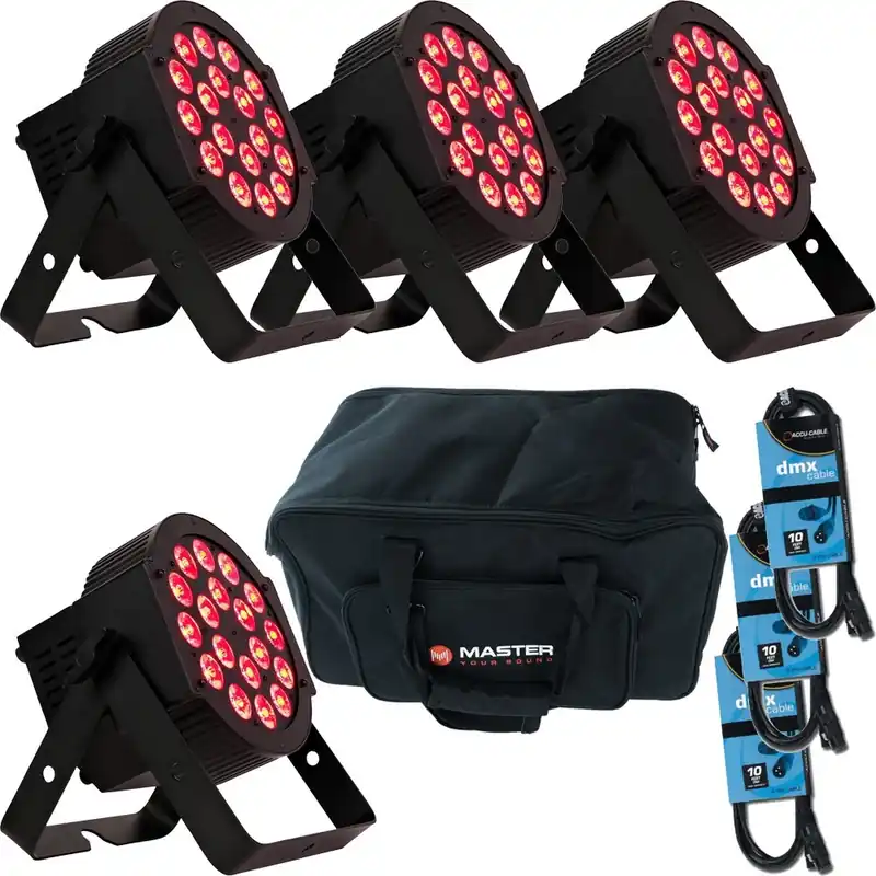 Hot Picks ADJ American DJ 18P Hex RGBAW+UV Par x 4 + Bag + Cables