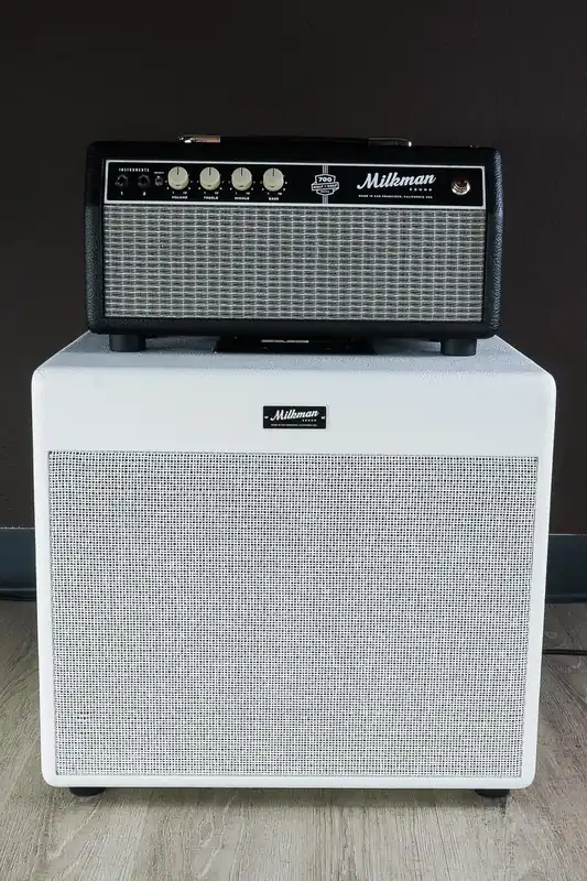 Best Choice Milkman Sound 700W Bass Half and Half Amp Head (Black/Silver) and 1x12Celestion Cabinet (Whole Milk)