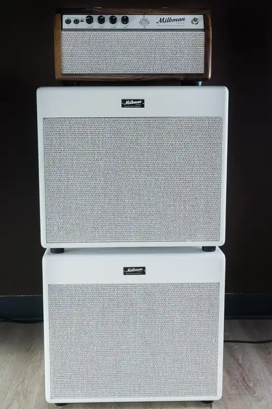 Milkman Sound 700W Bass Half and Half Amp Head (Full Moon Walnut) and (2) 1x12Celestion Cabinets (Whole Milk) Last Chance