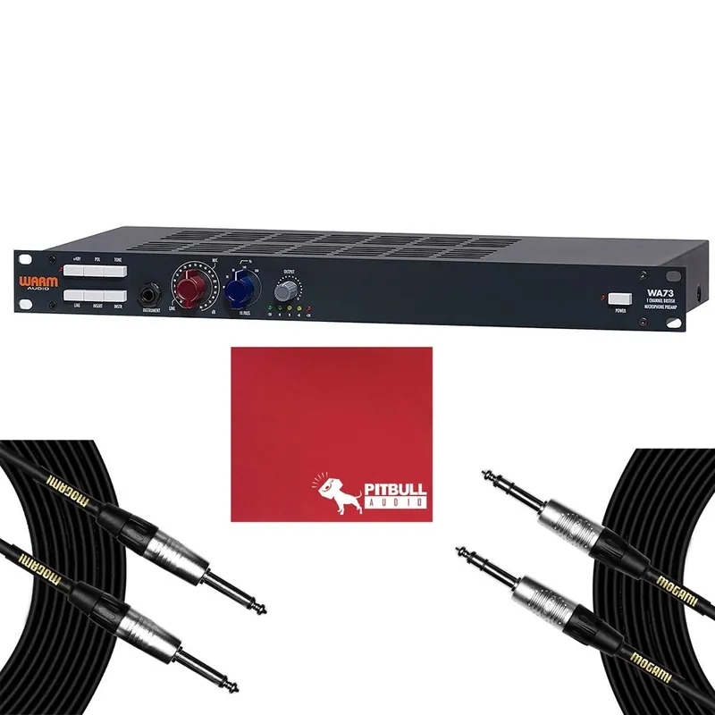 Warm Audio WA73 1-Channel British Microphone Preamp with 20' TS and 10' TRS Mogami Cables Buy Online