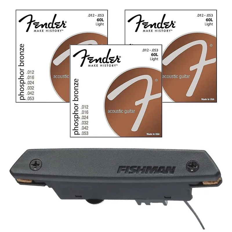 Fishman Rare Earth Humbucking Pickup with Fender 60L Light Guitar Strings Limited Offer