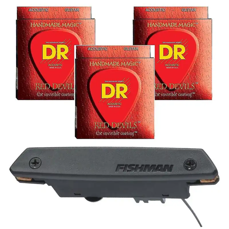 Hassle-Free Returns Fishman Rare Earth Humbucking Pickup with DRS RDA-13 K3 RD M/H Guitar Strings