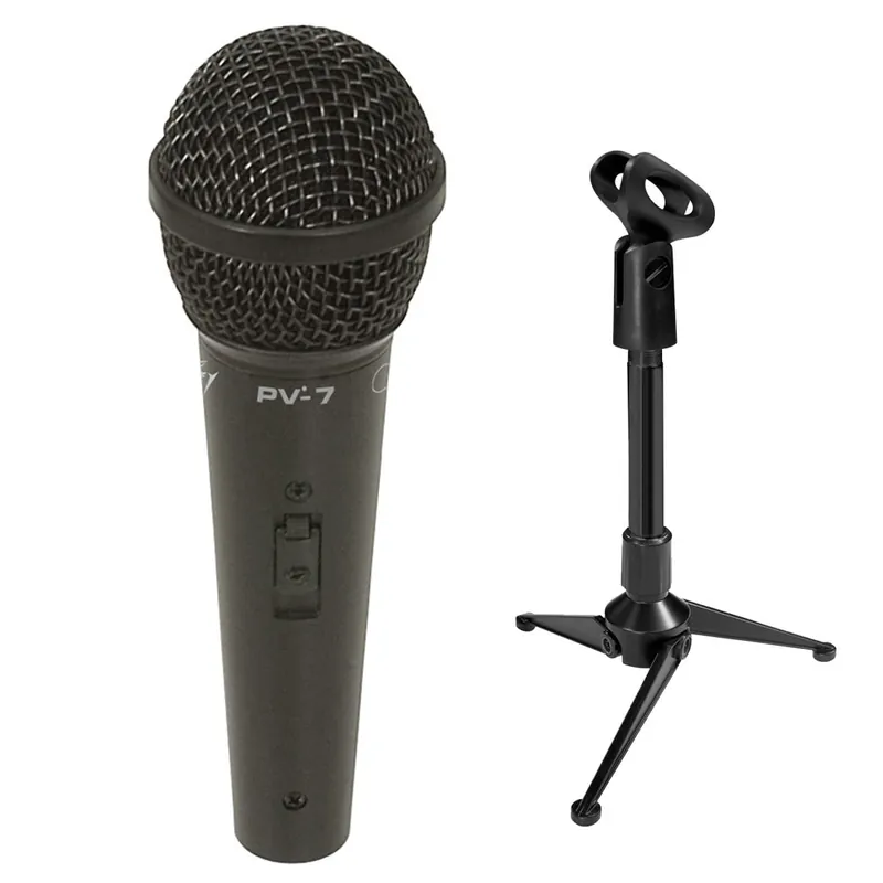 Certified Peavey PV-7 Microphone with XLR Cable and Mini Tripod Stand