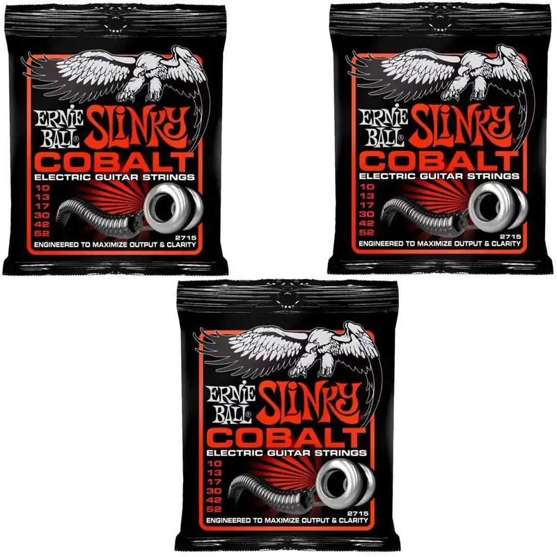 3 Pack Ernie Ball 2715 Cobalt Skinny Top Heavy Bottom Electric Guitar Strings While Supplies Last