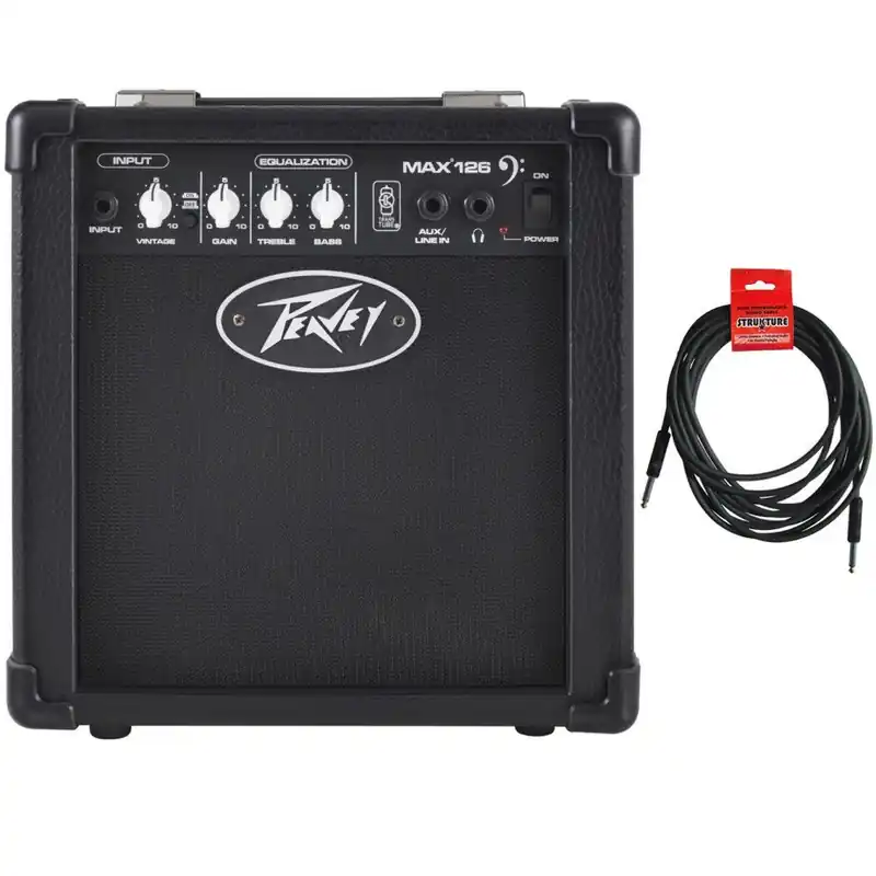 Best Price Peavey MAX 126 6.5Bass Combo Practice Amp 10 Watt & 10ft Instrument Cable