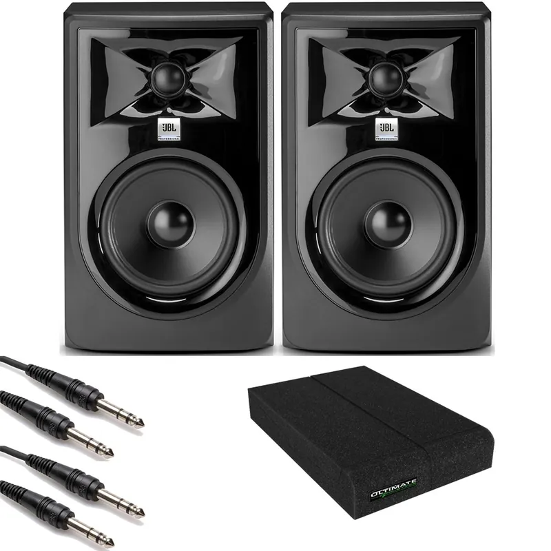 Special Offer JBL 305P MkII Powered 5Studio Monitor Pair with Isolation Pads and TRS Cables