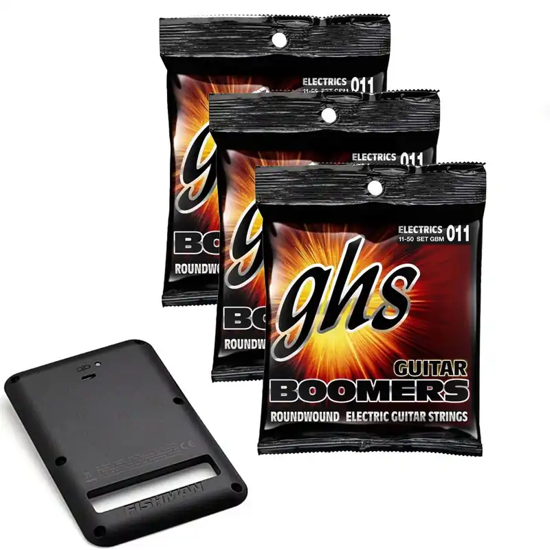 Handmade Fishman Fluence Battery Pack for Strat-Black with GHS GBM Medium Guitar Strings