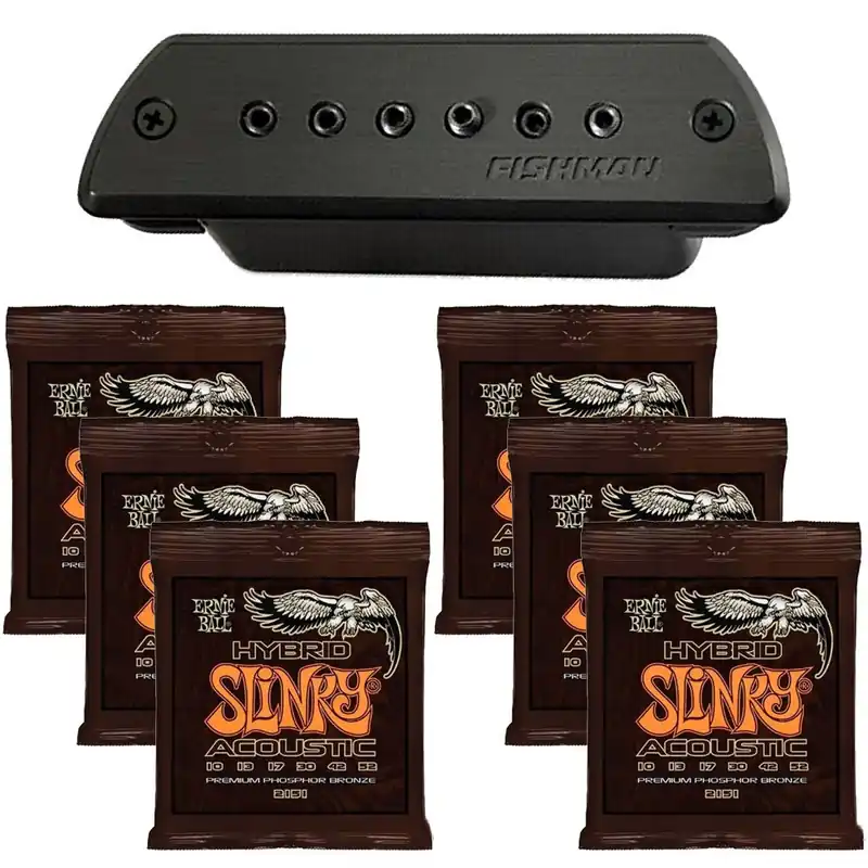 Free Delivery Fishman Blackstack Acoustic Soundhole Pickup & EB 2151 Hyb Slinky Guitar Strings