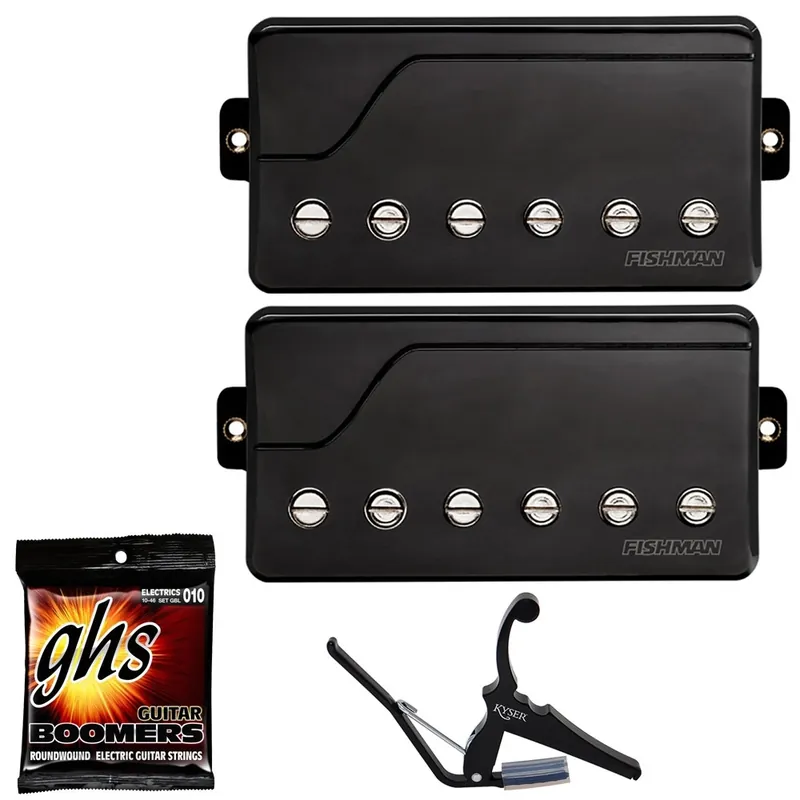 One Day Deal Fishman Fluence Devin Townsend Pickup Set (Black Nickel) with Capo and Strings