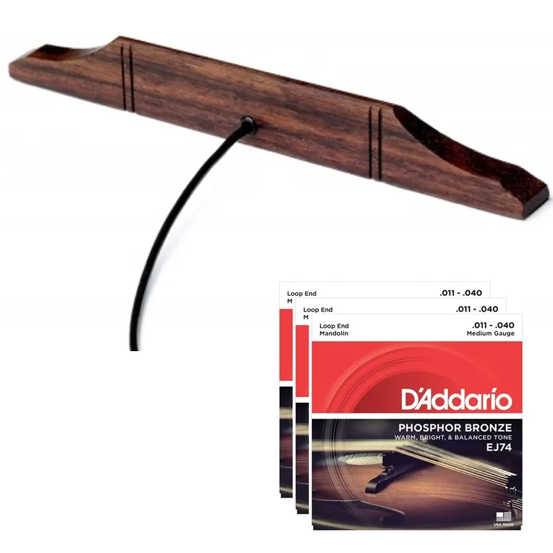 Fishman PRO-M40-0MA M-400 Nashville Series Flat-Top Mandolin Pickup with 3-Pack of D'Addario Strings Brand New