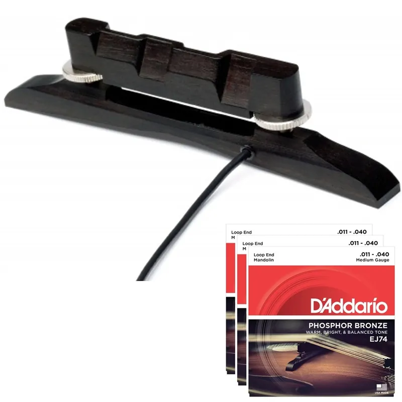 In Demand Fishman PRO-M30-0MA M-300 Nashville Series Archtop Mandolin Pickup with 3-Pack of D'Addario Strings