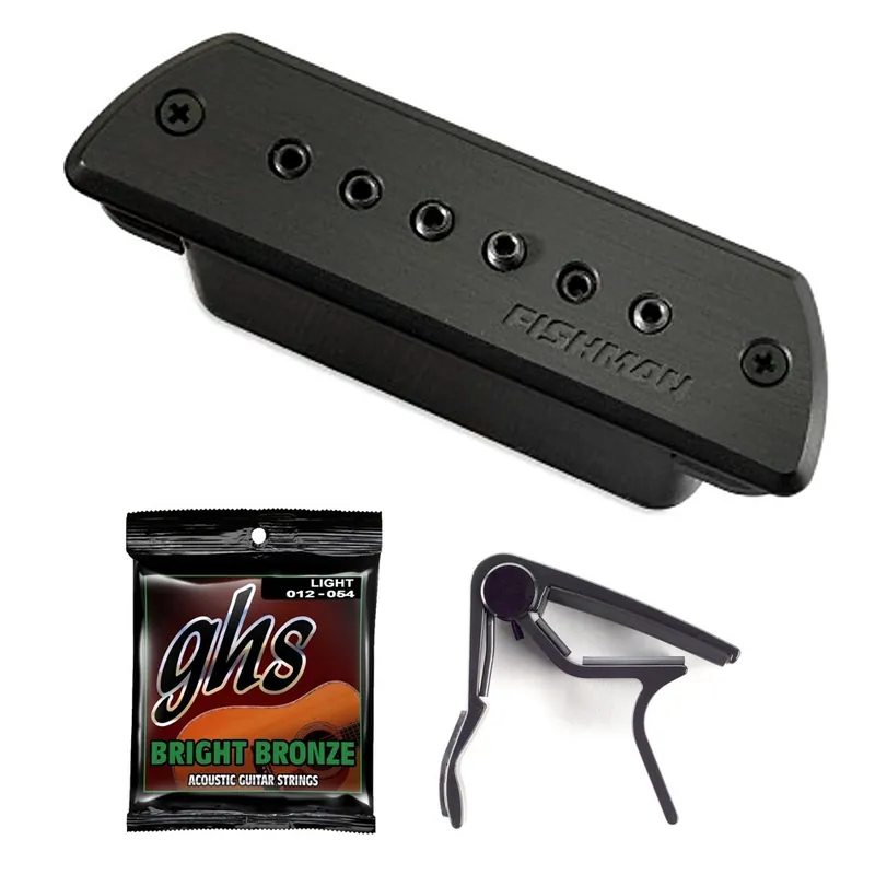 Fishman PRO-BLK-STK Blackstack Acoustic Soundhole Pickup with Strings and Capo Exclusive Offer