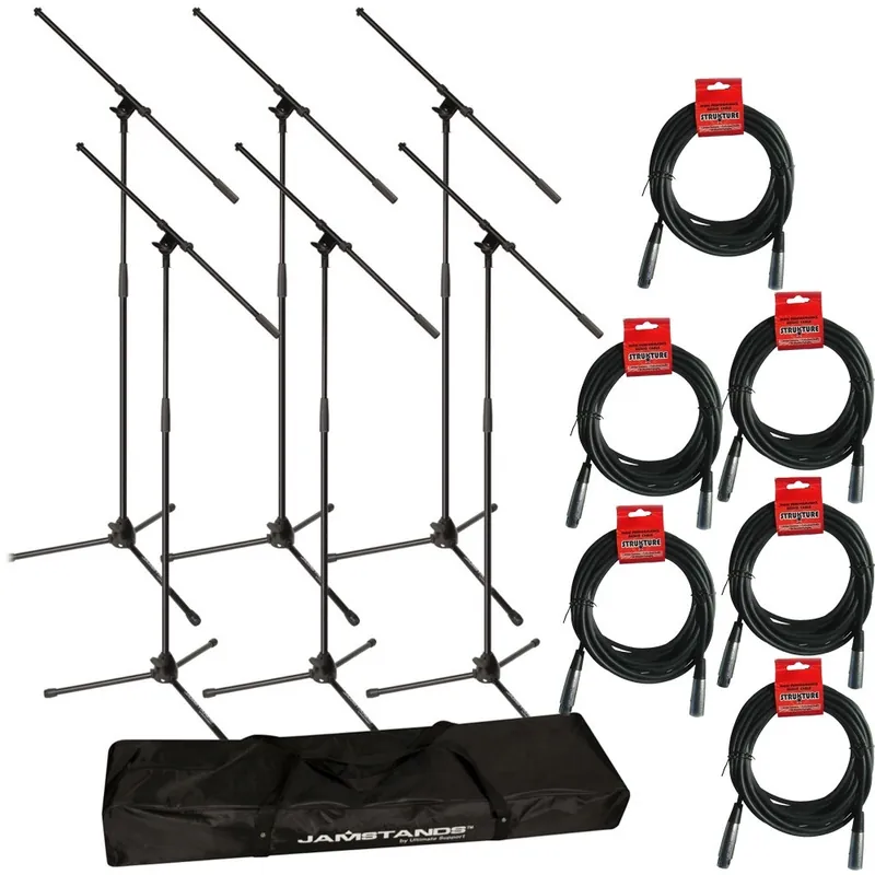Ultimate Support JS-MCFB6PK 6-Pack Tripod Mic Stand Bundle with 20' XLR Cables Big Sale