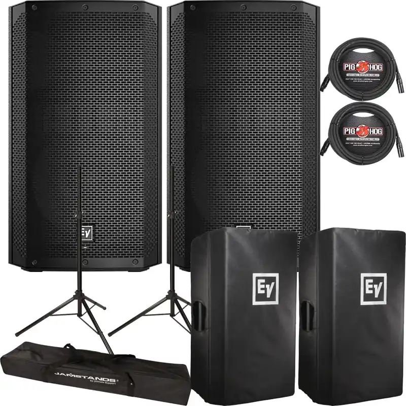EV Electro Voice ELX200-15P 152-Way Powered Speaker Pair with Covers, Stands, and Cables Price Cut