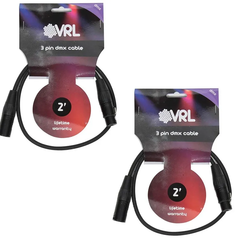 Today Only (2-Pack) OSP Elite Core VRL VRLDMX3P2 3-Pin DMX Cables, 2 ft