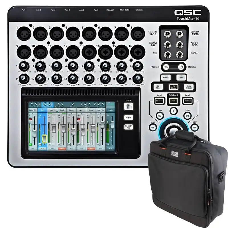 QSC TouchMix-16 Compact 20-Channel Digital Mixer with Gator G-MIXERBAG-1515 Mixer/Gear Bag While Supplies Last