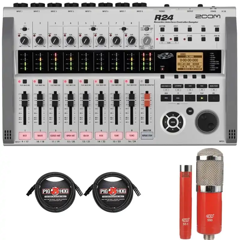 Zoom R24 Multitrack Recording Interface with MXL Microphone Set and XLR Cables Luxury