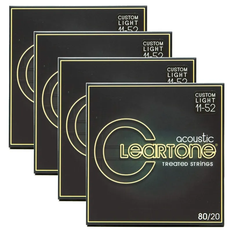 Save Now 4 Sets of Cleartone 7611 Acoustic Guitar Strings, 80/20 Bronze, Coated, Extra Light (11-52)