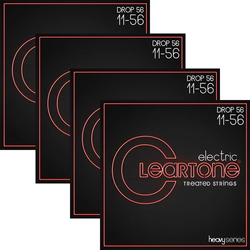 4 Sets of Cleartone 9456 Heavy Series Electric Guitar Strings, Nickel Plated Steel, Coated, Drop D (11-56) One Day Deal