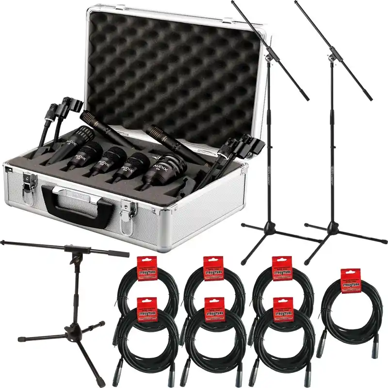 Hot Deal Audix DP7 7-Piece Drum Microphone Package with Cables and Stands