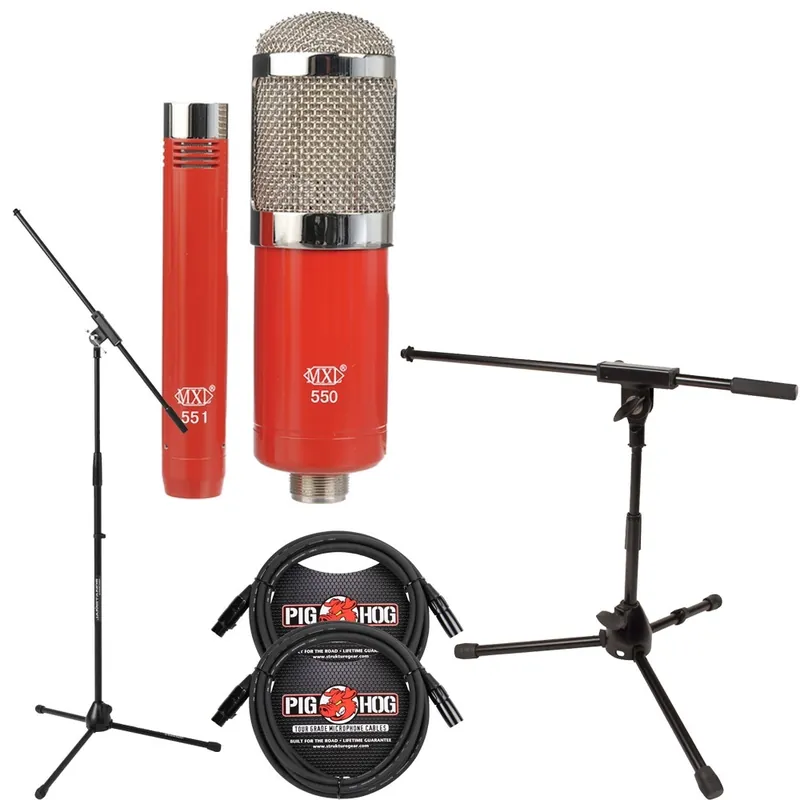 MXL 550/551 Condenser Microphone Kit with Mic Stands and Cables Instant Buy