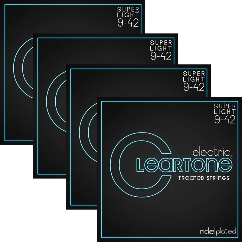 Hassle-Free Returns 4 Sets of Cleartone 9409 Electric Guitar Strings, Nickel Plated Steel, Coated, Super Light (9-42)