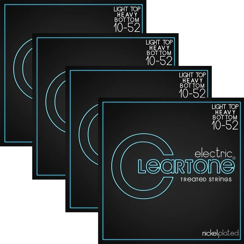 Viral 4 Sets of Cleartone 9420 Electric Guitar Strings, Nickel Plated Steel, Coated, Light Top Heavy Bottom (10-52)