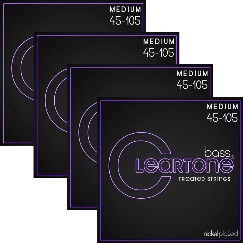 Get Yours 4 Sets of Cleartone 6445 Bass Strings, Nickel Plated Steel, Coated, Medium (45-105)