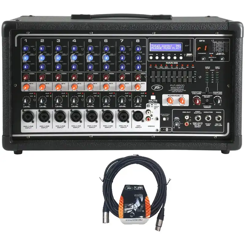 Save Now Peavey Pvi 8500 8-Channel Powered Bluetooth Mixer with 20' XLR Cable