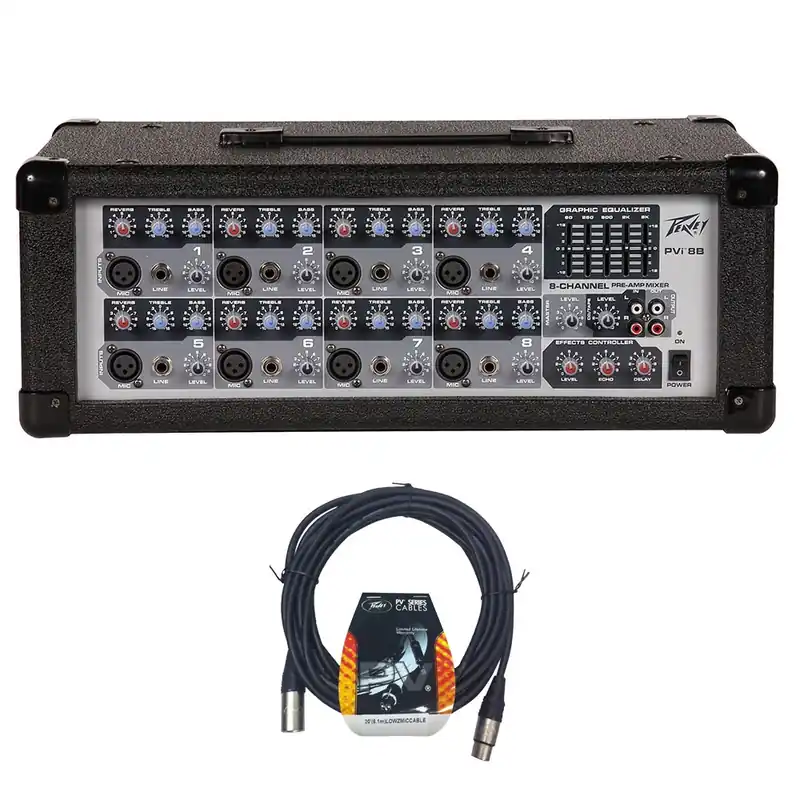 Popular Peavey PVi 8B 8-Channel Powered Mixer with 20' XLR Cable