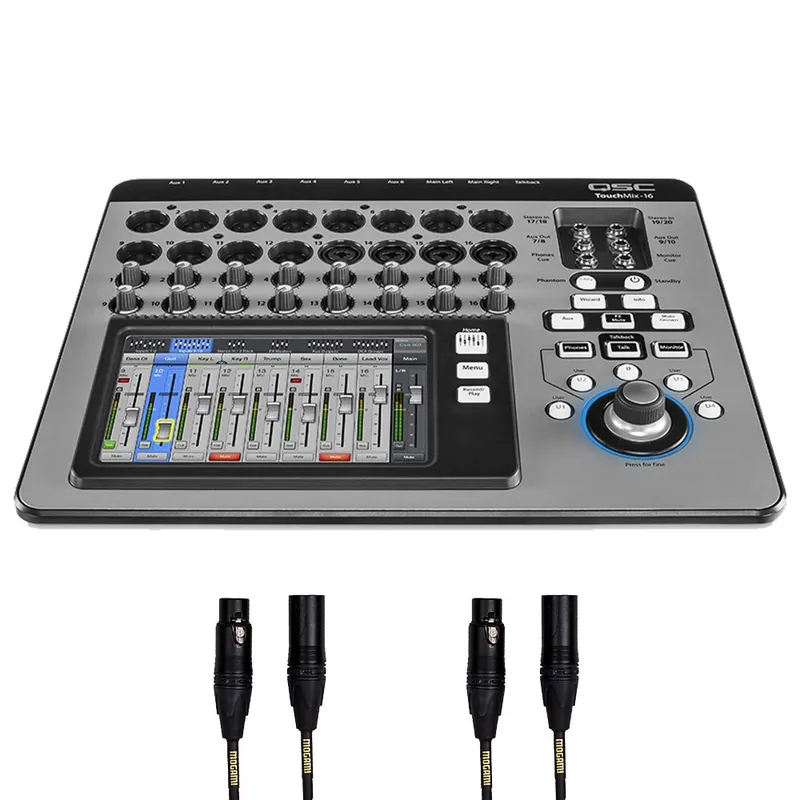 QSC TouchMix-16 Touch-screen Digital Audio Mixer with 30 ft Mogami Gold Stage XLR Cables One Day Deal