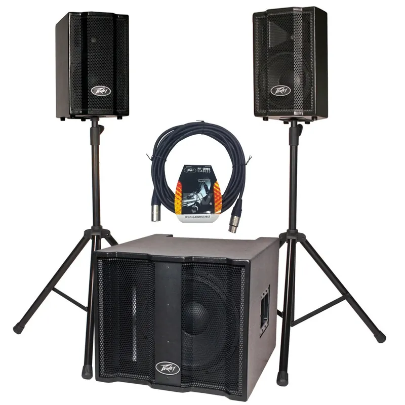 Authentic Peavey TriFlex II 1000-Watt 3-Piece 2-Channel Speaker System with 20 ft Low Z XLR Mic Cable