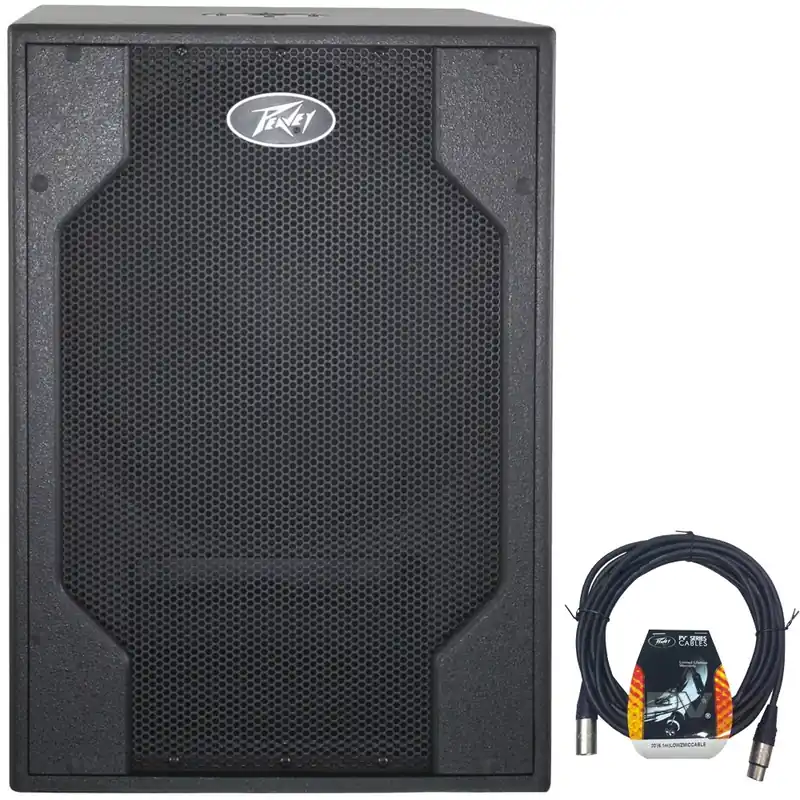 Hassle-Free Returns Peavey PVXp Sub 850 Watt Powered 15Subwoofer with 20 ft Low Z XLR Mic Cable