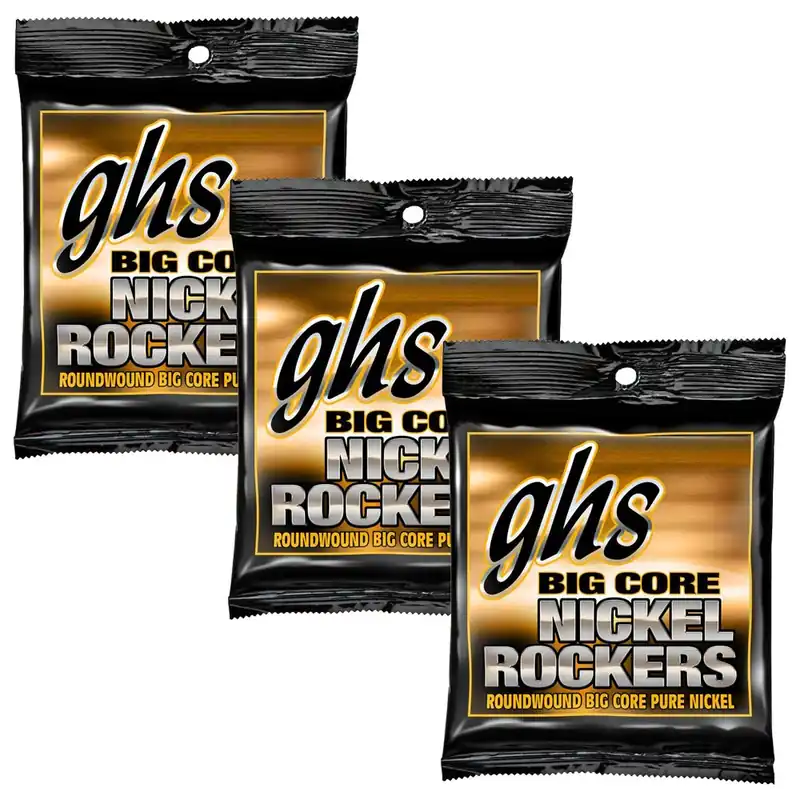 Must Have 3 Sets of GHS BCXL Big Core Nickel Rockers Extra Light Electric Guitar Strings (9.5-43)