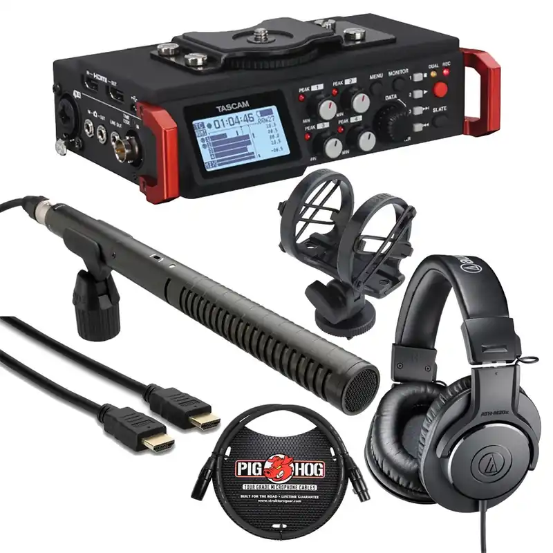 Tascam DR-701D + Audio Technica M20x + Rode NTG2 + HDMI Cable Bundle Limited Offer