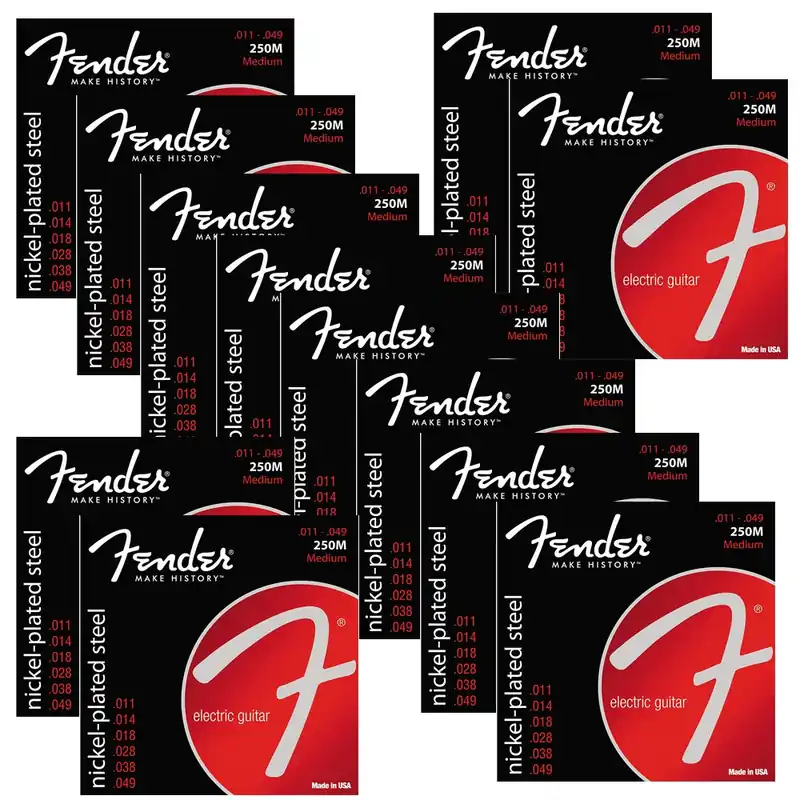 Wholesale 12 Sets of Fender 250M Nickel-Plated Steel Medium Electric Guitar Strings (11-49)