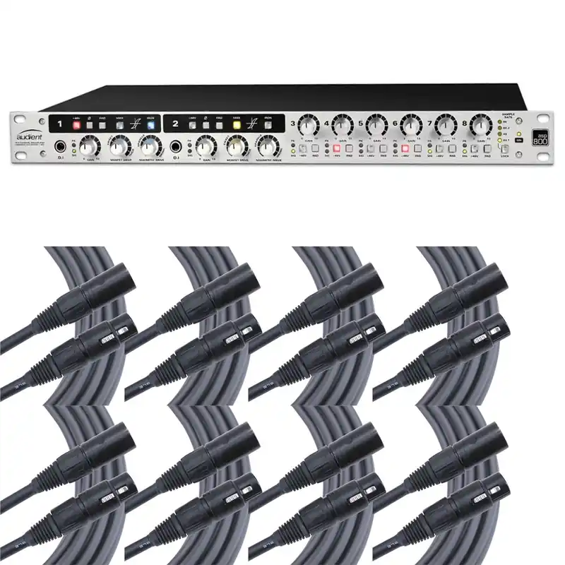 Audient ASP800 8-Channel Microphone Preamplifier & ADC with (8) 25 ft Mogami XLR Cables Exclusive