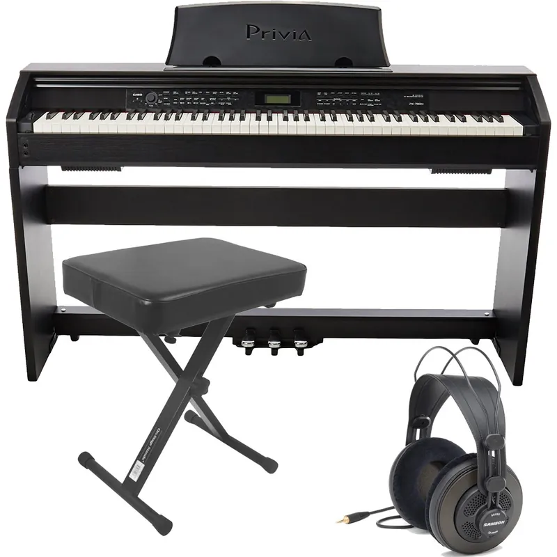 Casio Privia PX-780 88-Key Digital Piano with Keyboard Bench and Samson Headphones Top Pick