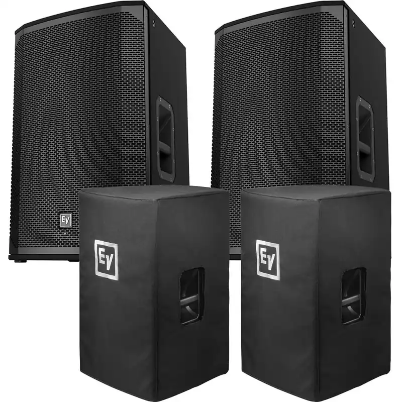 Top Pick EV Electro Voice EKX-15P 15Two-Way Powered Loudspeaker Pair and Padded Covers Bundle
