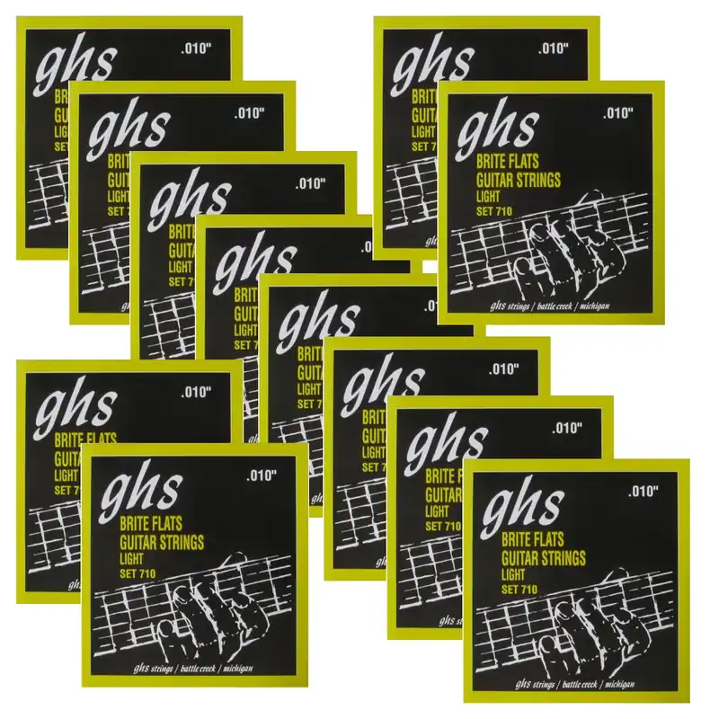 Express Delivery 12 Sets of GHS 710 Brite Flats Light Electric Guitar Strings (10-46)