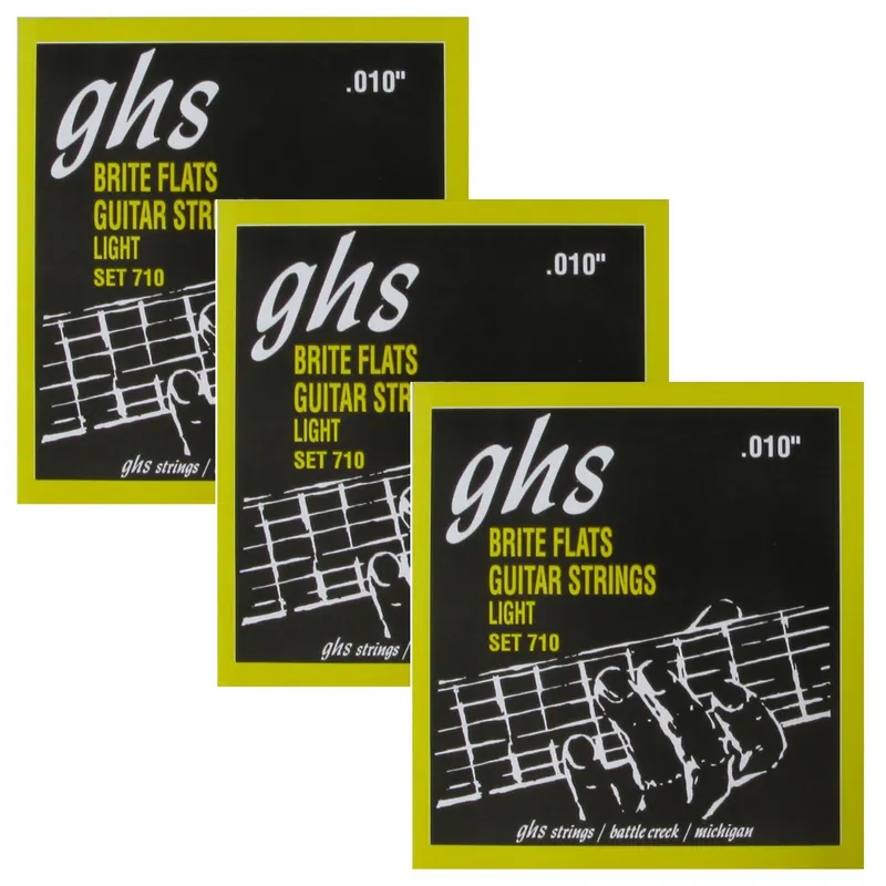 3 Sets of GHS 710 Brite Flats Light Electric Guitar Strings (10-46) While Supplies Last