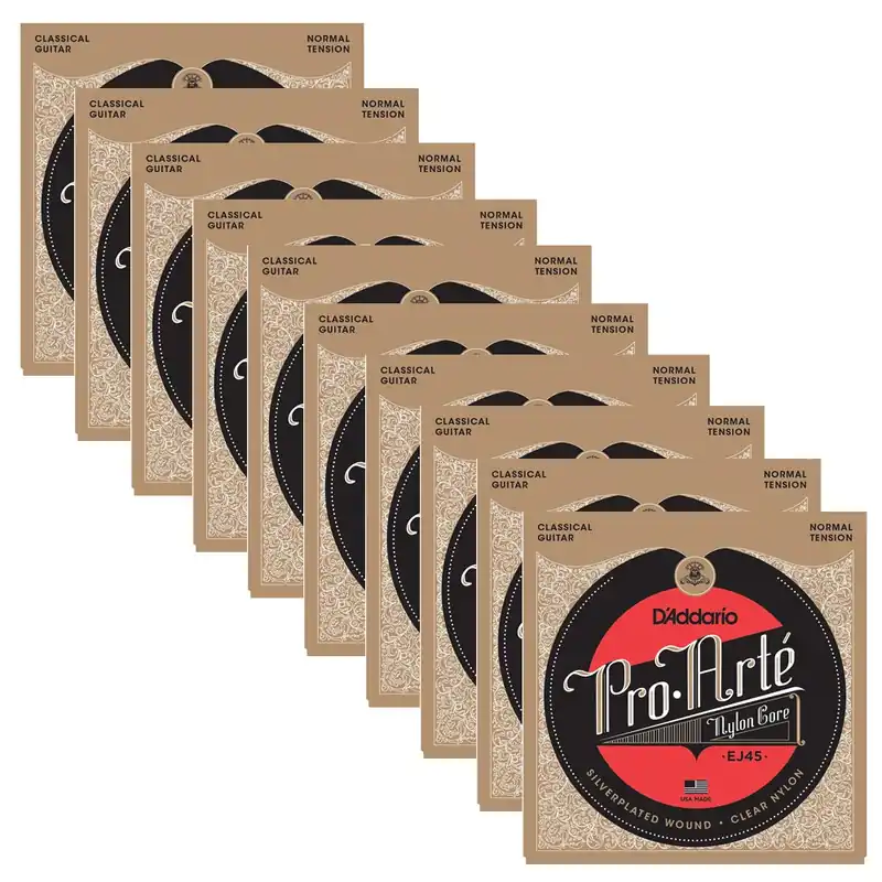 Cheap 10 Sets of D'Addario EJ45 Pro-Arte Nylon Normal Tension Classical Guitar Strings (28-43)