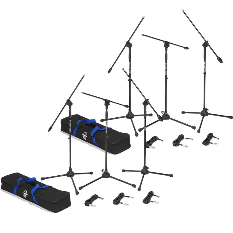 New Arrival Samson BL3 VP Boom Stand and Cable 6-Pack (Six Microphone Stands, Six 18 ft Cables, 2 Carry Bags)