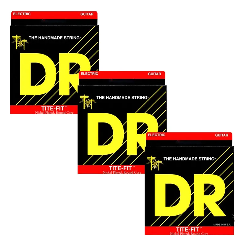 Hassle-Free Returns 3 Sets of DR Strings BT-10 Tite Fit Big N Heavy Electric Guitar Strings (10-52)