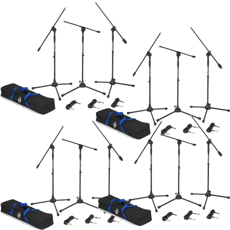Best Choice Samson BL3 VP Boom Stand and Cable 12-Pack (Twelve Microphone Stands, Twelve 18 ft Cables, 4 Carry Bags)