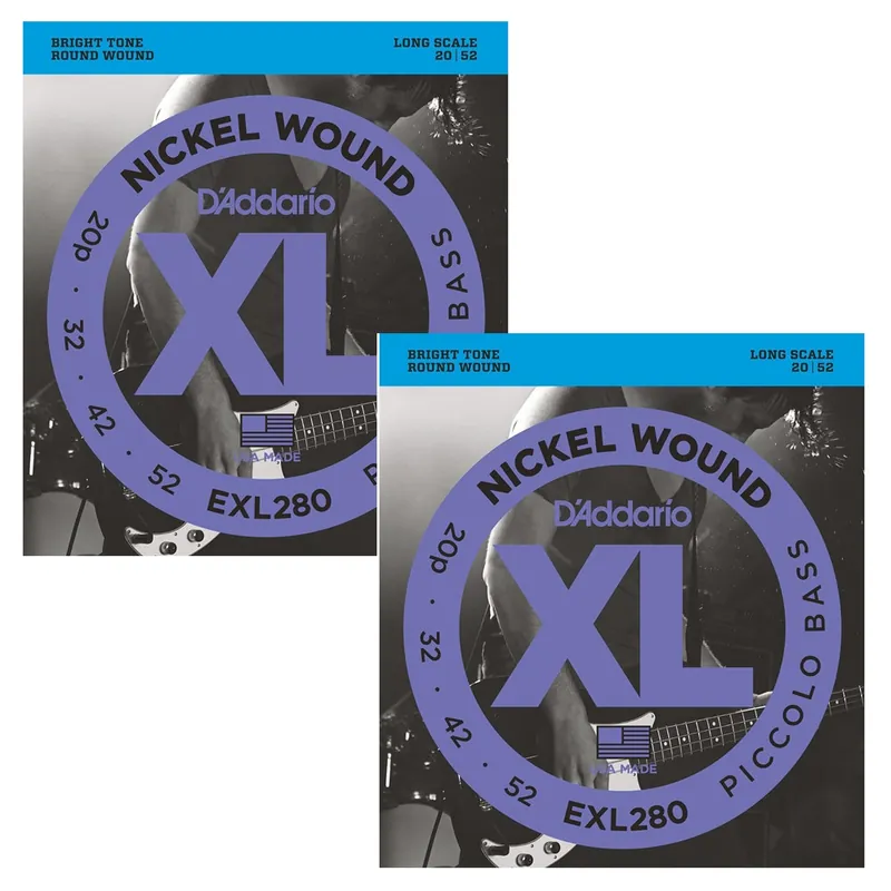 2 Sets of D'Addario EXL280 Nickel Wound Piccolo Long Scale Bass Strings (20-52) Next Day Delivery
