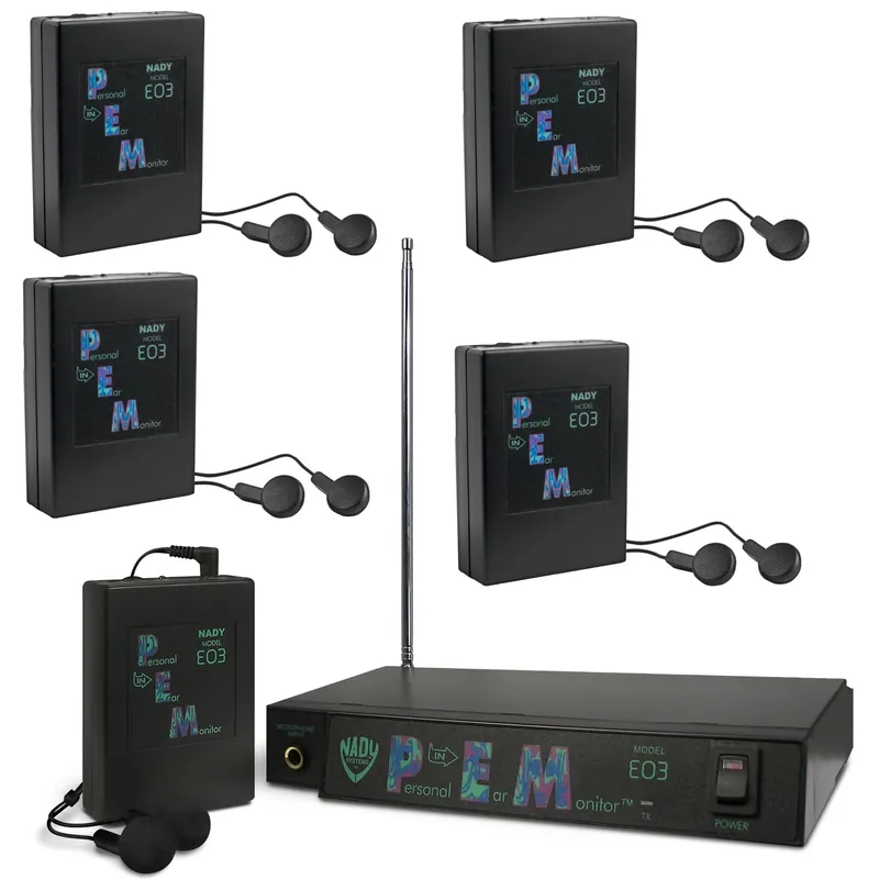 Nady EO3 Wireless Personal In-Ear Monitor System with (4) EO3 Receivers; Channel BB Latest